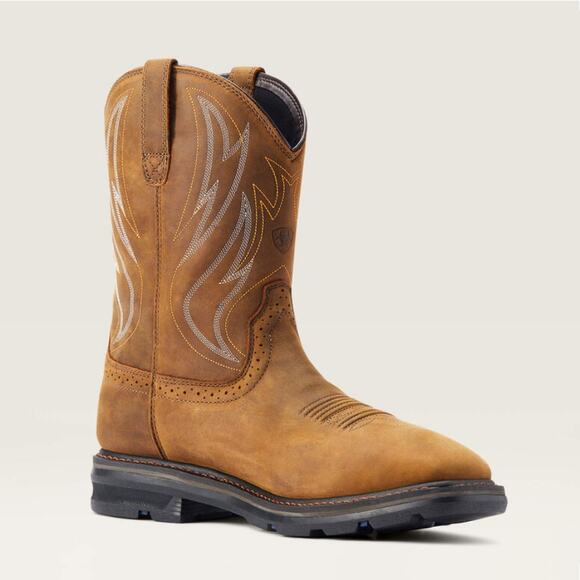 Ariat Men's Distressed Brown Sierra Shock Shield Waterproof Work Boots Size 10D - Picture 1 of 13